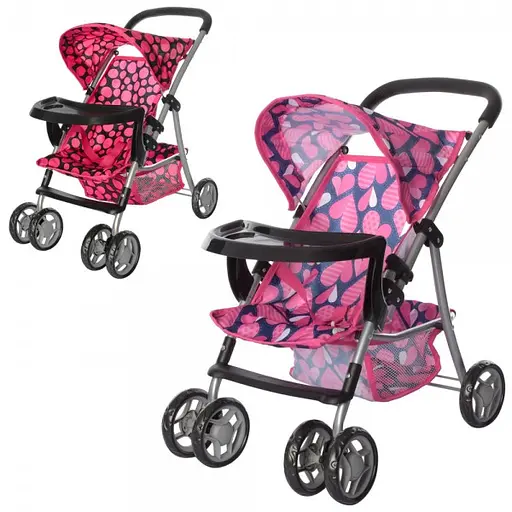 Коляска прогулочная 9304 BWT/ 025 для куклы, поворотные колёса, корзинка, в пакете (6903300338016) Микс - фото 1
