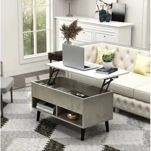 Стіл трансформер Costway Lagom в стилі Loft сірий - фото 5