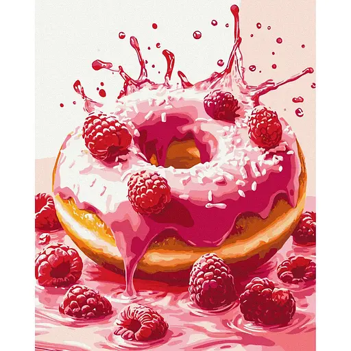 Картина по номерам на подрамнике Brushme Малиновый донат