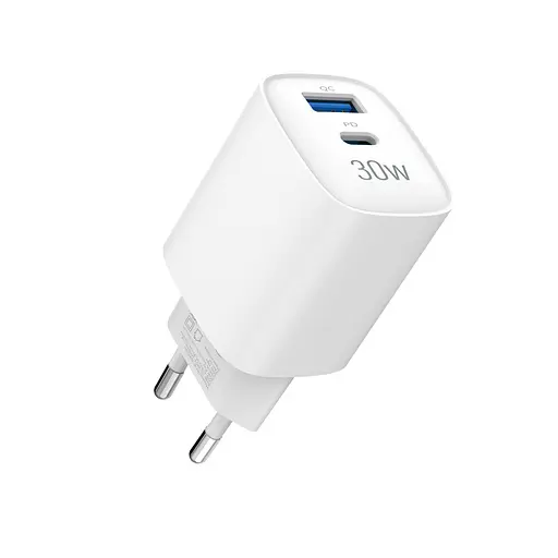 Зарядное устройство сетевое MAKE 30W GaN3 Type-C PD3.0 + USB QC3.0 White - фото 5