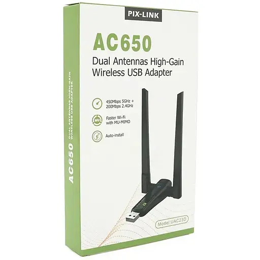 Беспроводной сетевой адаптер Voltronic Wi-Fi USB LV-UAC23D, RTL8811CU, с двойной антенной, 802.11 a/с, 600Mbps, Box - фото 5