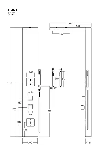 Душова панель Corsan Basti bamboo хром з термостатом B002TCH - фото 5