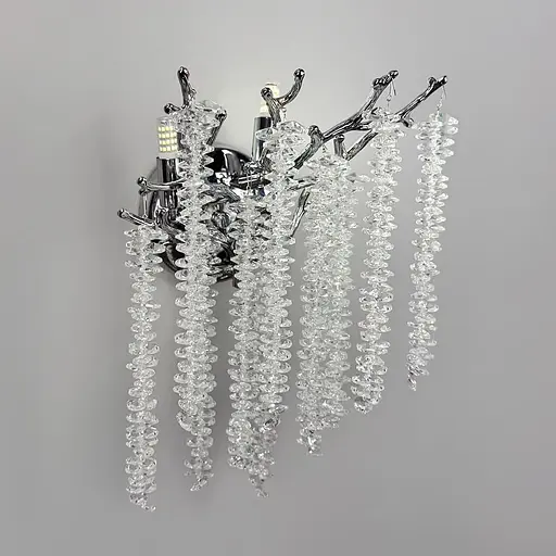 Изысканное серебряное бра с хрустальным подвесом 40х30 см Line F Арт. W33001/Количество лампS CH - фото 3