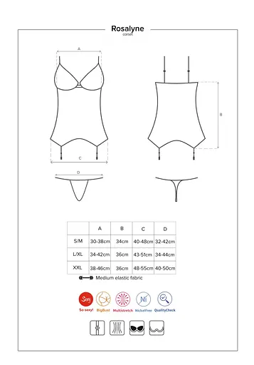 Корсет і стрінги Obsessive Rosalyne S/M червоний - фото 6