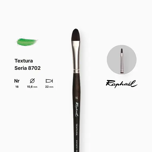 Кисть синтетика овальная Raphael Textura, №16, профессиональная, длинная ручка - фото 2