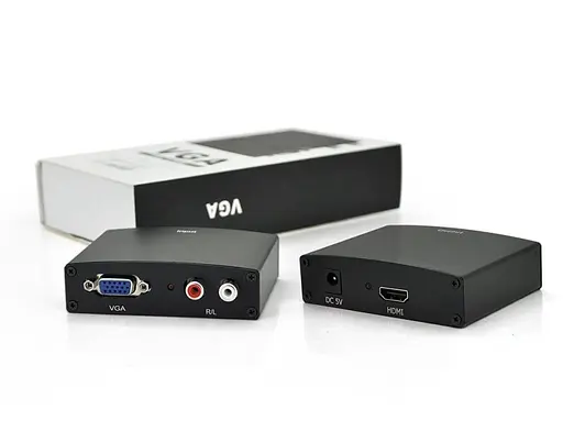 Конвертер HDMI (мама) - VGA (папа) + Audio Adapter, Black, 4K/2K