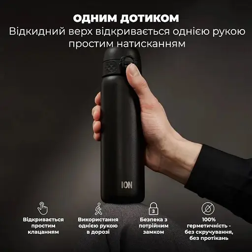 Пляшка для води ION8 металева вакуумна 500 мл Vacuum Insulated Black (I8TS500BLK) - фото 2