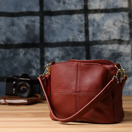 Женская кожаная сумка Vintage с тремя секциями 22.5х16.5х11.5 см sum0027629 - фото 9