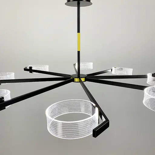 Люстра дизайнерская с акриловыми кругами на 3 режима освещения Line.F J 1828/8 - фото 6