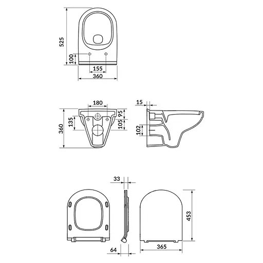 Подвесной унитаз Cersanit Zip SimpleOn с сиденьем duraplast S701-567 - фото 3