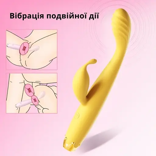 Вібратор-кролик 2 в 1 I'MCUM Royal Rabbit Жовтий (IM-ZDB207) - фото 4