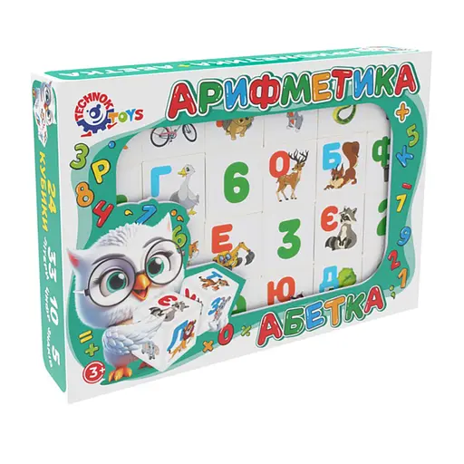 Дитячий розвиваючий набір кубиків "Абетка + Арифметика" ТехноК 2728TXK 24 кубики - фото 1
