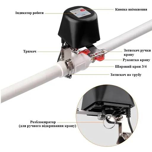 Електропривід шарового крану wifi сервопривід бездротовий 12 вольт для кранів 3/4 дюйма Nectronix CW-20DN (100748) - фото 3