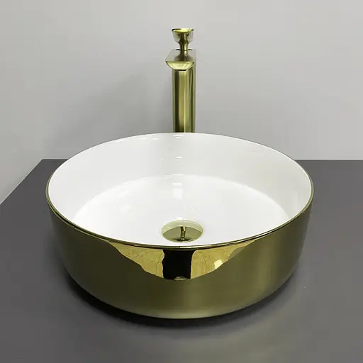 Умивальник VBI Prato золото-білий накладний VBI-011415, Золотий - фото 4