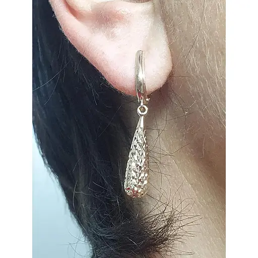 Золоті сережки-підвіски Favoritum з алмазною гранню. 210268_А - фото 2