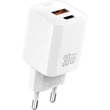 Мережевий зарядний пристрій XO L149(EU) PD30W 1USB-A+1USB-C Charger Білий - фото 1