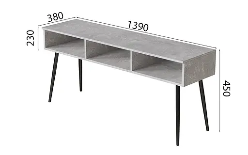 Тумба під телевізор Кентуккі Ferrum-decor 45x139x38 Чорний метал ДСП Бетон 16 мм (FRD-106727) - фото 5