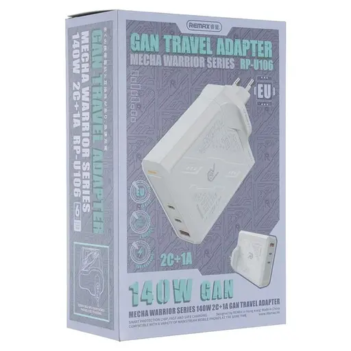 Адаптер зарядний блок живлення Remax RP-U106 140 W (3 виходи 1 USB + 2Type-C) - фото 3