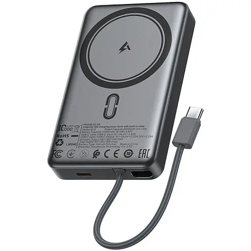 Павербанк Acefast Black 10 000 mAh / 22.5 Вт (6974316284017) - фото 1