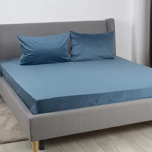 Простынь ТЕП Velour с резинкой синяя, 180 x 200 (2-04824_34658) - фото 2