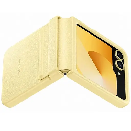 Кожаный чехол Epik Leather Case AAA для Samsung Galaxy Z Flip6 Yellow - фото 5