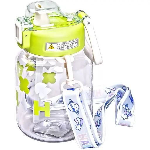 Пляшка для води Yiwu дитяча Gucgres 650 мл з ремінцем зелений HP-14-43GR - фото 2