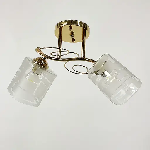 Люстра в золотому корпусі на 2 квадратних плафони | Line F | Арт. 6671/2 B GD - фото 1