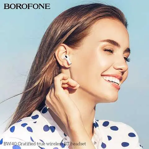 Наушники Borofone BW40 Gratified true wireless BT headset Frost Moon Silver - фото 3