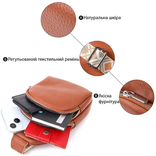 Женская кожаная сумка слинг Vintage 15х21.5х6.5 см sum0027535 - фото 4