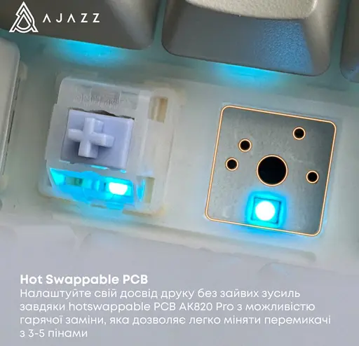 Клавиатура игровая механическая беспроводная Ajazz AK-820B PRO Black RGB Gift Switch Hot-Swap 2.4G/Bluetooth/USB - фото 8