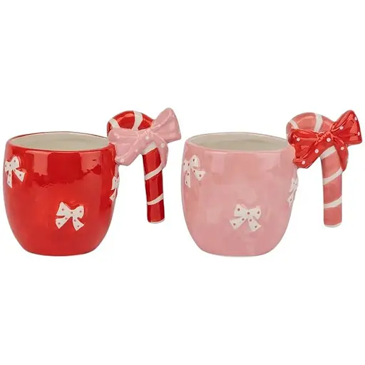 Набор кружок Леденец керамический 400 мл 2 шт Красный Розовый - фото 1