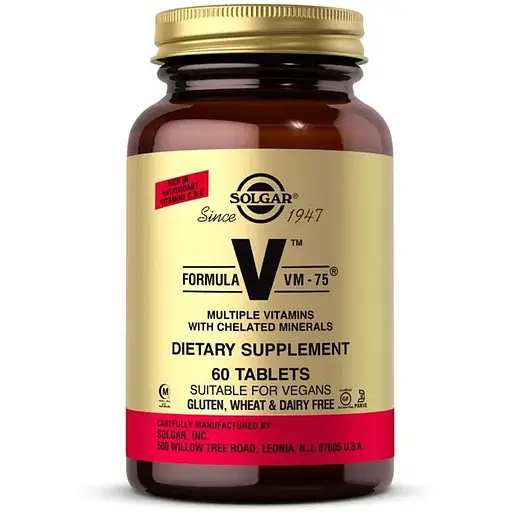 Витамины и минералы Solgar Formula V VM-75, 60 таблеток - фото 1