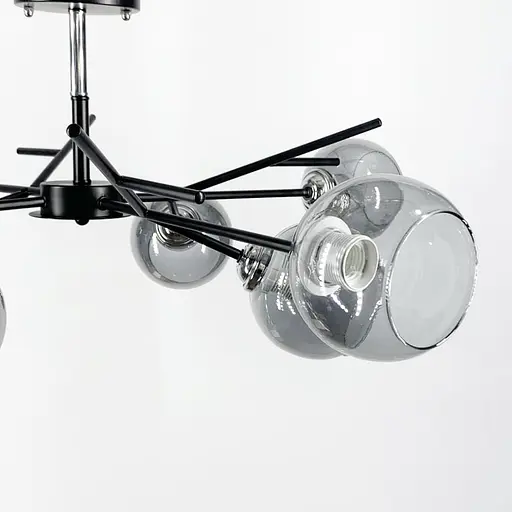 Люстра на 6 графітових плафонів у чорному корпусі Ø 60 см | Арт. 088N/6 BK+CH+GR | Line F - фото 3