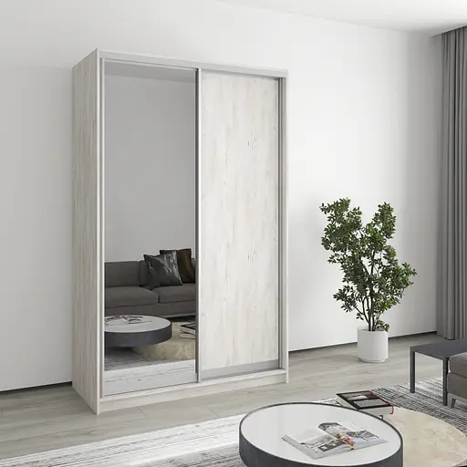 Шафа-купе дводверна MebelStar Стандарт AL ДСП/Дзеркало 130x45x210 см Аляска сірий (MBS-2399)