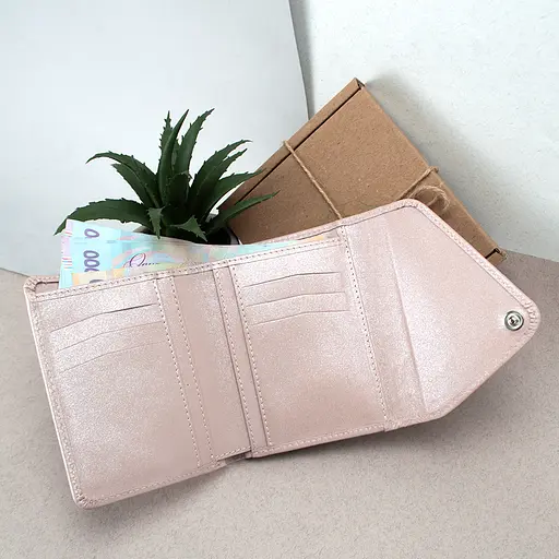 Гаманець жіночий шкіряний маленький Sabrina рожеві квіти - фото 2