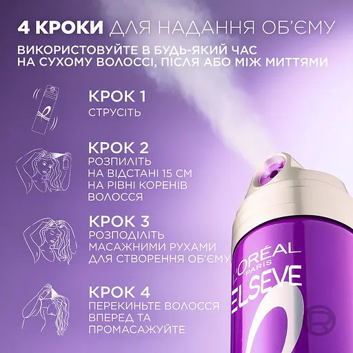 Освіжаючий прикореневий спрей L'Oreal Paris Elseve Collagen Lifter для надання об'єму тонкому, позбавленому об'єму волоссю 200 мл​ - фото 3