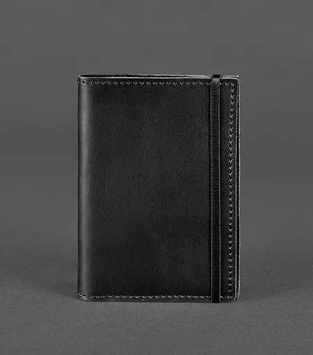 Кожаная обложка для паспорта 1.0 черная Crazy Horse - фото 1