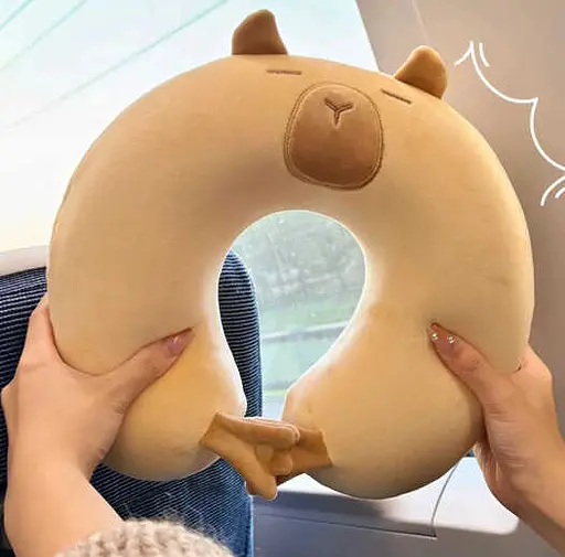 Подушка для подорожі Капібара, M17906, з ефектом пам’яті, на кнопці, знімний чохол - фото 2