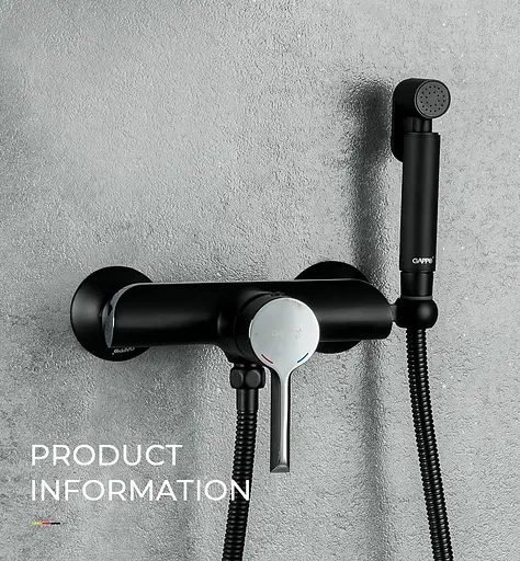 Змішувач для гігієнічного душу зовнішнього монтажу 150 мм Gappo G2003-6, чорний/хром, Чорний матовий - фото 2