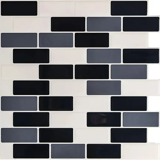 Самоклеящаяся полиуретановая плитка Wall Sticker черный серый молочный кирпич 305х305х1 мм (D) SW-00001329 - фото 1