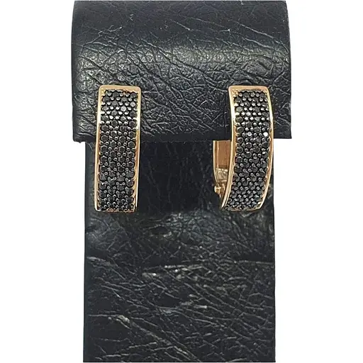 Золотые серьги Favoritum с черными фианитами. 211802_Ч