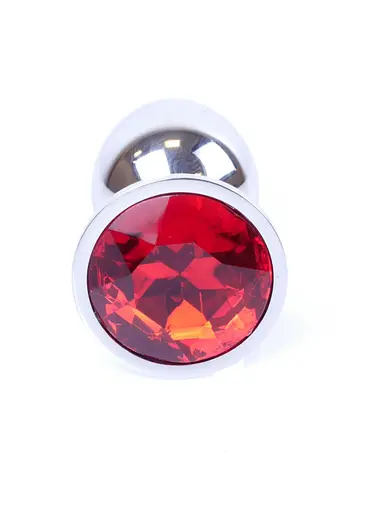 Металлическая анальная пробка с кристаллом Boss Jewellery 7 см (красный) - фото 3