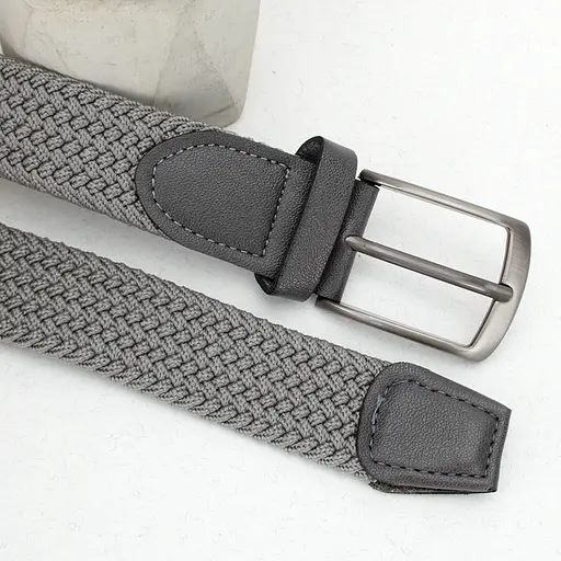 Ремень резинка мужской JK-35004 (110 см) светло-серый плетеный - фото 4