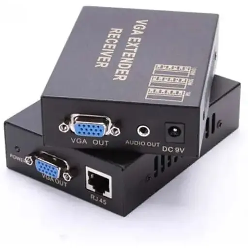 Активний подовжувач VGA Voltronic 100m по кручений парі через RJ-45, Black