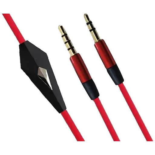 Кабель AUX Audio TRRS-TRS 3.5 мм Male/Male з мікрофоном 1.2м червоний