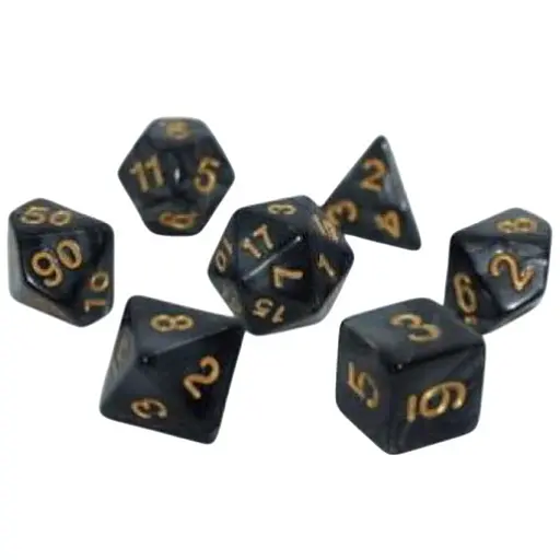 Набір кубиків Pearl 7 Dice Set - Black (w-gold) , 7 шт. (g7dpearl08) - фото 1