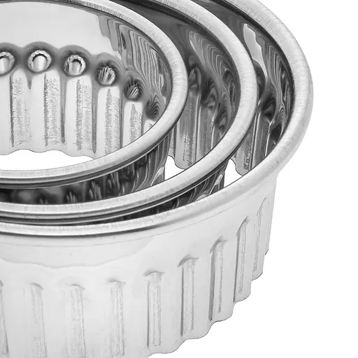 Набір хвилястих форм для оформлення салатів та висічки тіста для пельменів вареників Ø 8.5/7/5.5 см (3 шт.), Kitchette Сріблястий 85139 - фото 8