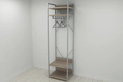 Шкаф Гардероб Уни секция 2 серии Конект Ferrum-decor 220x60x50см Серый металл ДСП Дуб Сонома Трюфель 32 мм (FRD-104542)