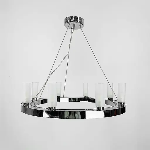 Подвесная серебряная кольцевая люстра RENNES ROUND 60 см 8 плафонов Line.F MJ 111-600 - фото 9