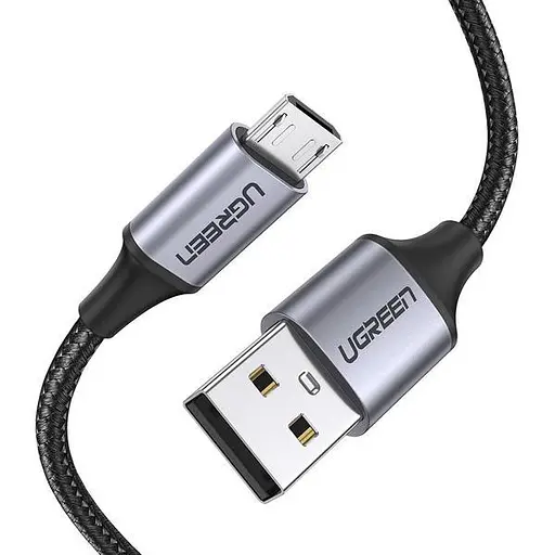 Кабель Ugreen US290 USB 2.0- micro-USB 1 м Metal чорний (60146)